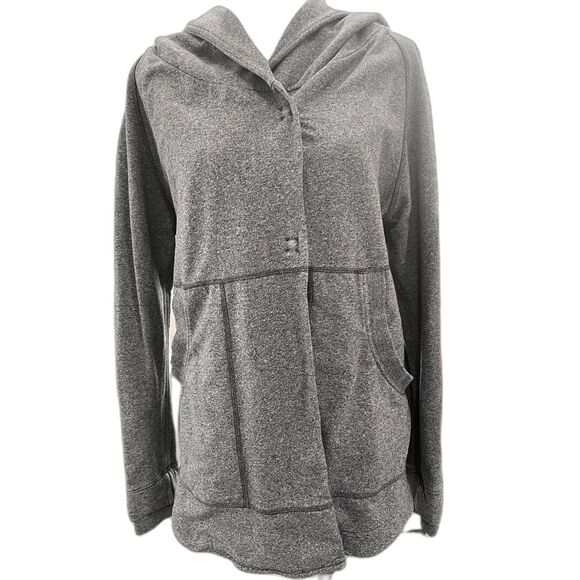 Lululemon Find Your Centre Wrap Jacket Heathered Speckled Black Hooded Sz 6 EUC - Picture 4 of 12